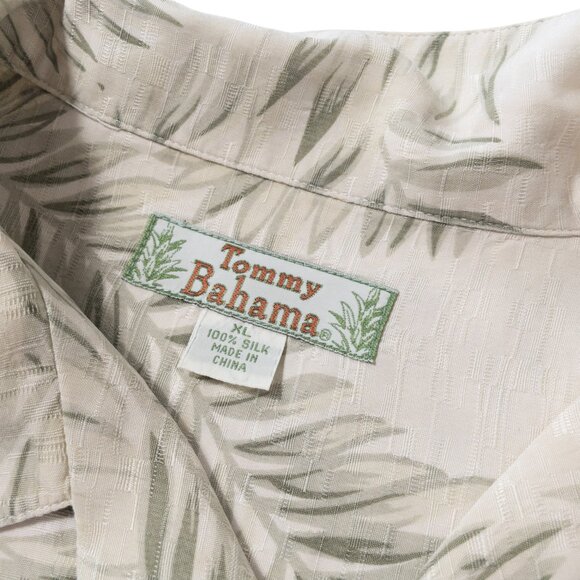 Tommy Bahama Beige Green Silk Tropical Print SZ XL Short Sleeve Button Down - Picture 5 of 12